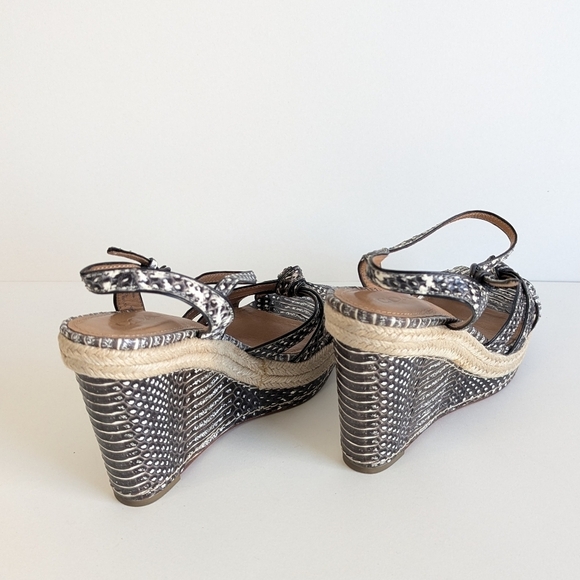 Coach Dalton Snakeskin Leather Braided Espadrille Wedge Strappy Sandal sz 7½ - Picture 2 of 12